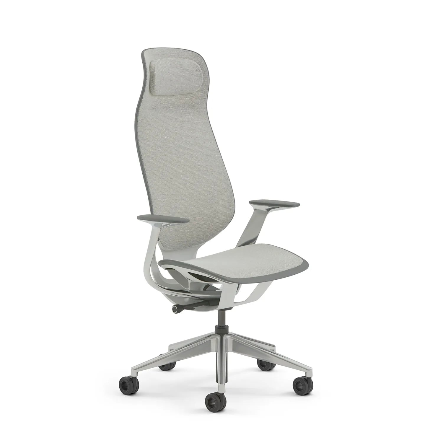 Steelcase Karman high back Seagull ergonomic office chair with mesh textile and adjustable features.